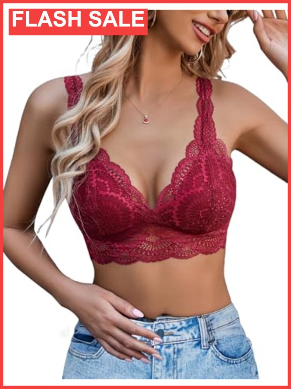 Lace Bralette Triangle Plunge Wireless Strappy Camisole Top